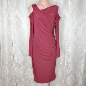 ASHLEY GRAHAM Burgundy Cold Shoulder Dress